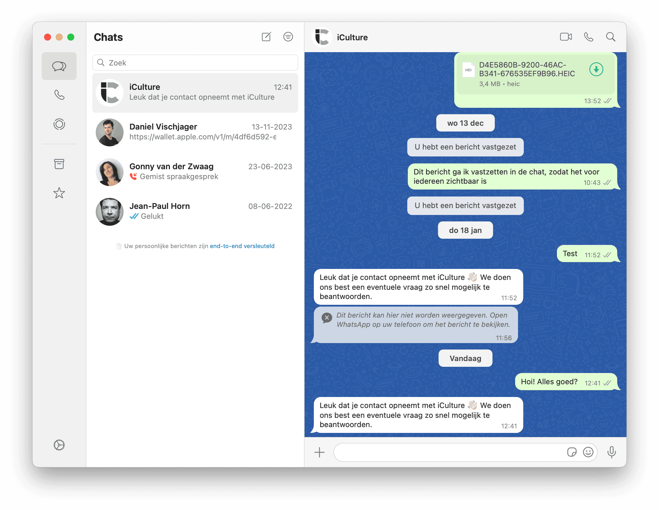 Chats in WhatsApp Desktop