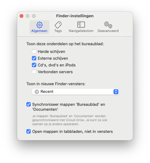 Instellingen Finder