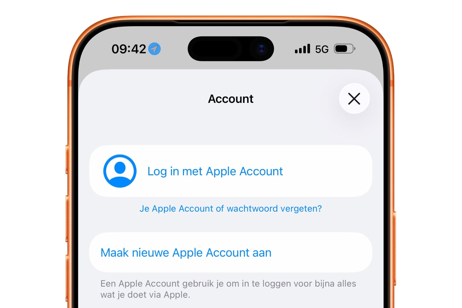 Nieuw Apple Account aanmaken
