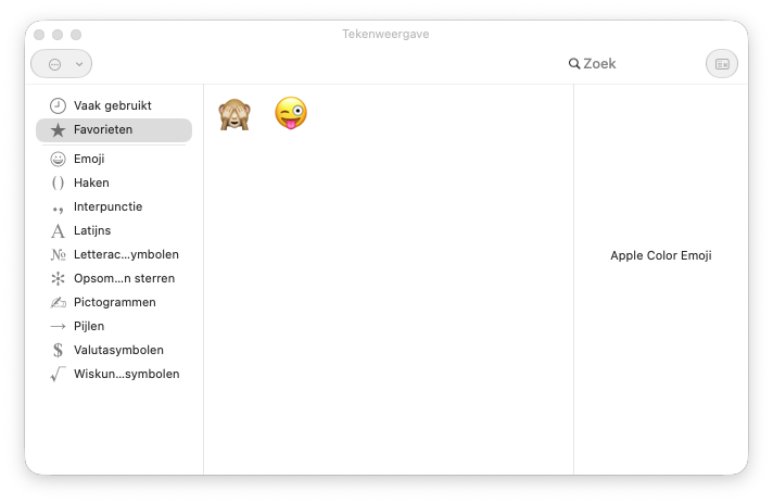 Favoriete emoji macos