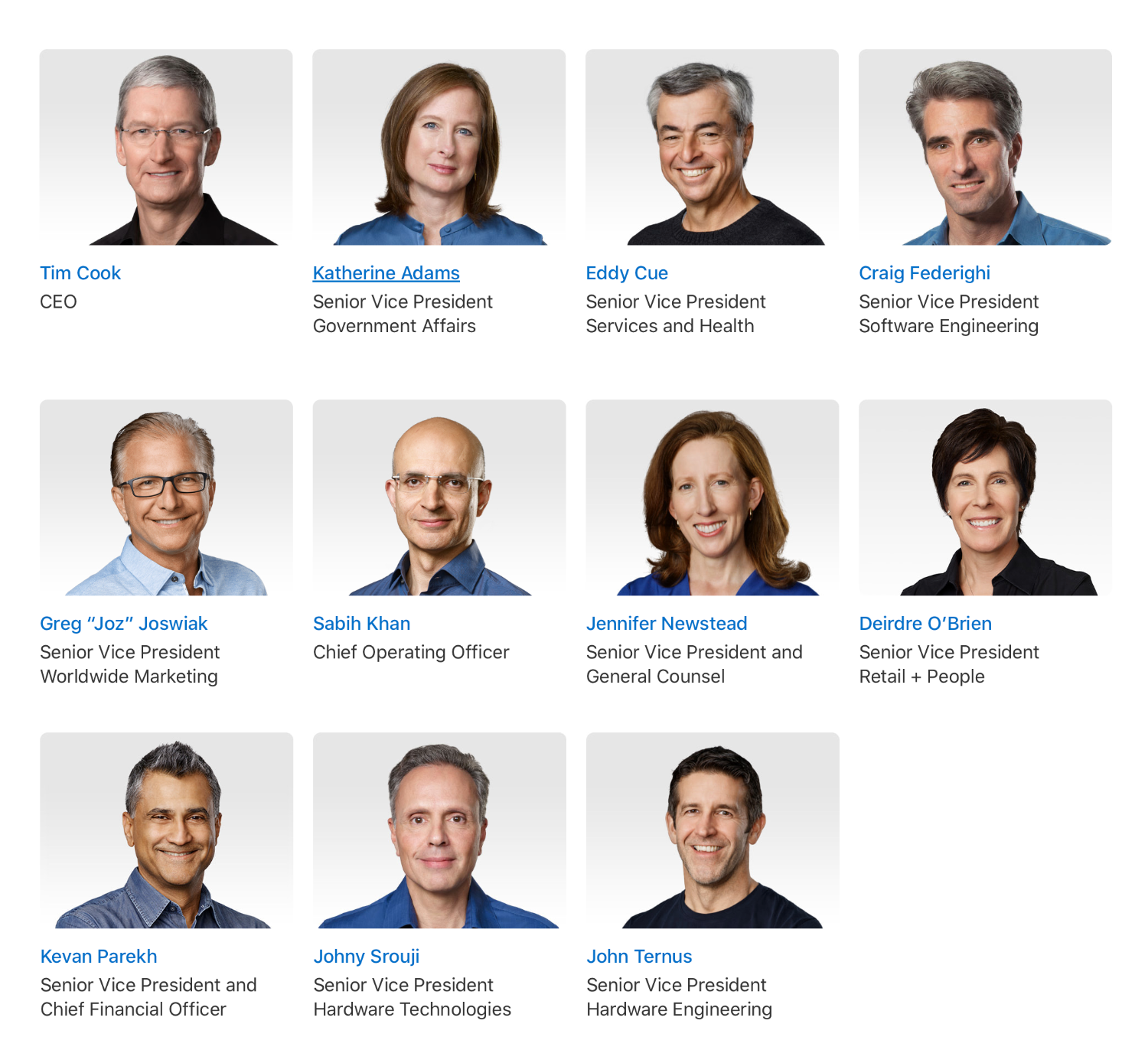 Managementteam Apple tot September 2026