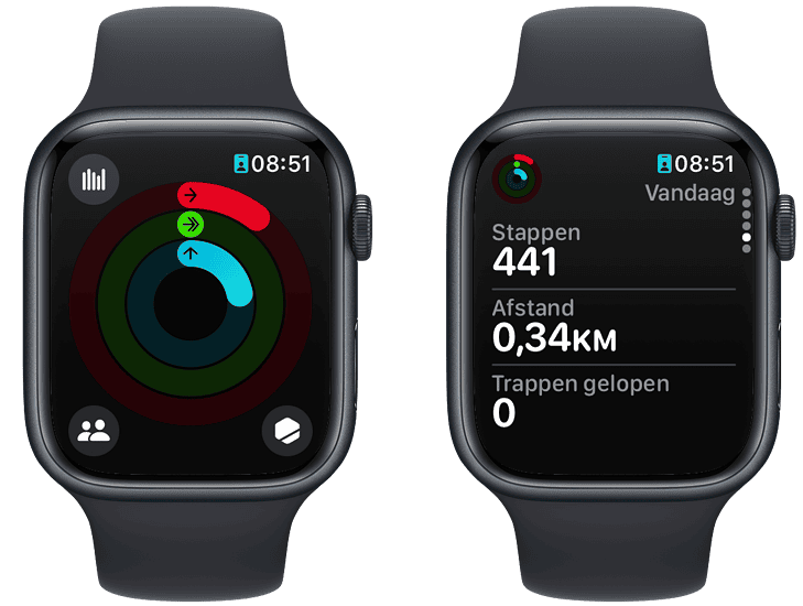Apple Watch stappenteller: aantal stappen in Activiteit-app