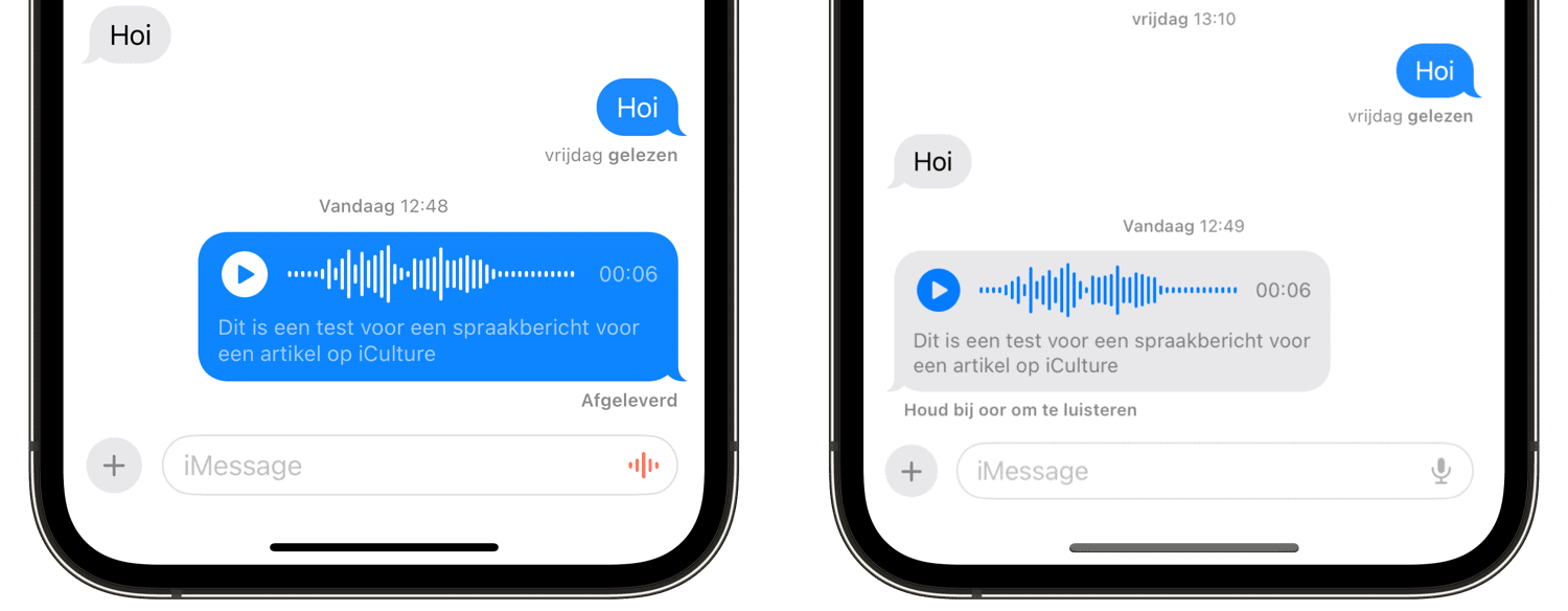 Transcriptie van spraakbericht in iMessage in iOS 17