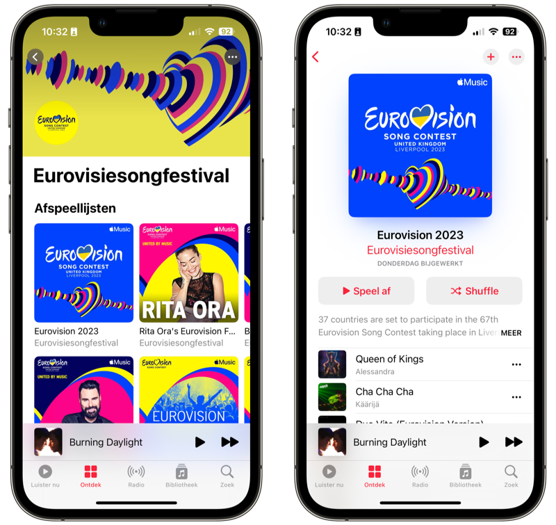 Afspeellijst Eurovisiesongfestival Apple Music