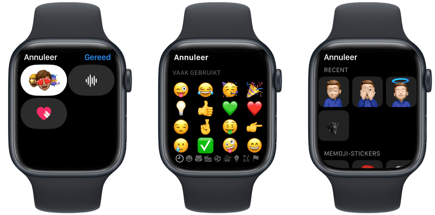 Emoji, Memoji en audiobericht sturen in iMessage op de Apple Watch