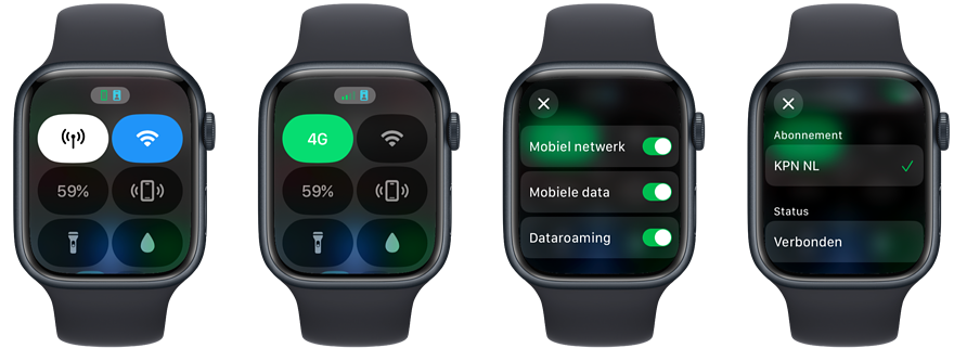 Apple Watch 4G eSIM verbinding controleren van multisim