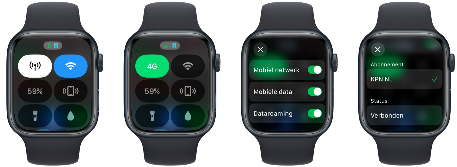 Apple Watch 4G eSIM verbinding controleren van multisim