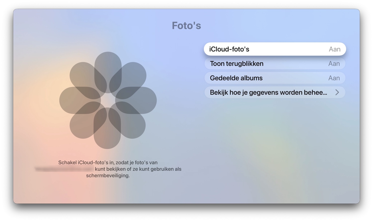 iCloud foto's inschakelen Apple TV
