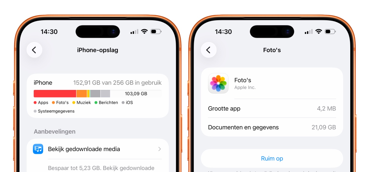 iPhone opslag met foto's