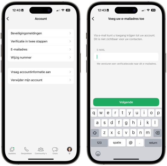 WhatsApp-account beveiligen: e-mailadres toevoegen voor verificatiecodes van account