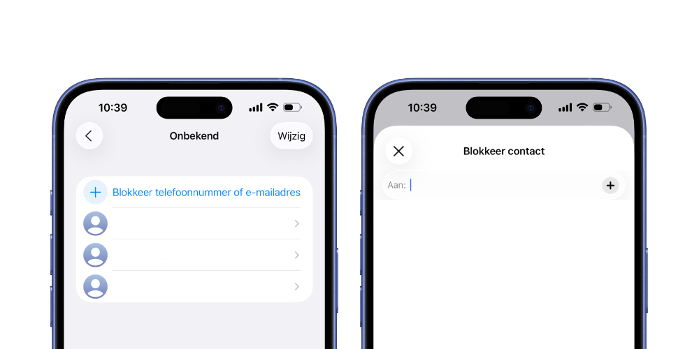 Contacten blokkeren instellingen