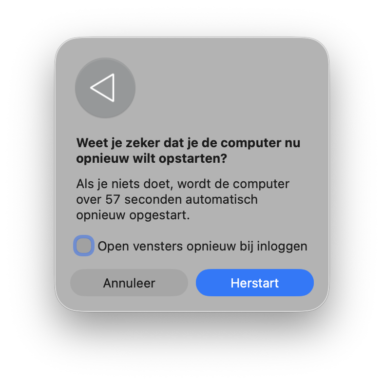 Mac opnieuw opstarten