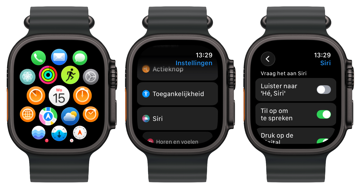 He siri uitschakelen op de Apple Watch