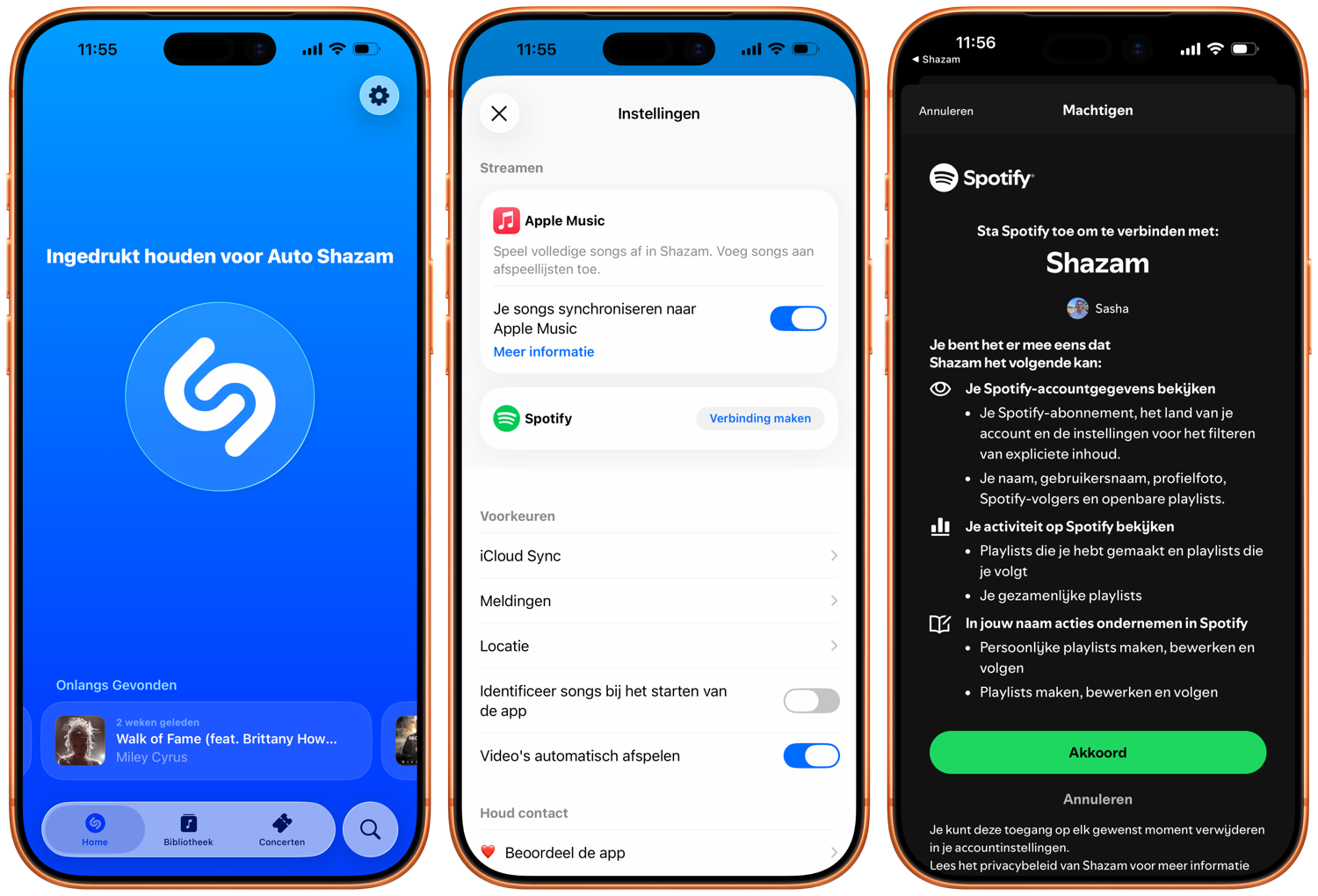 Verbinding maken Shazam Spotify
