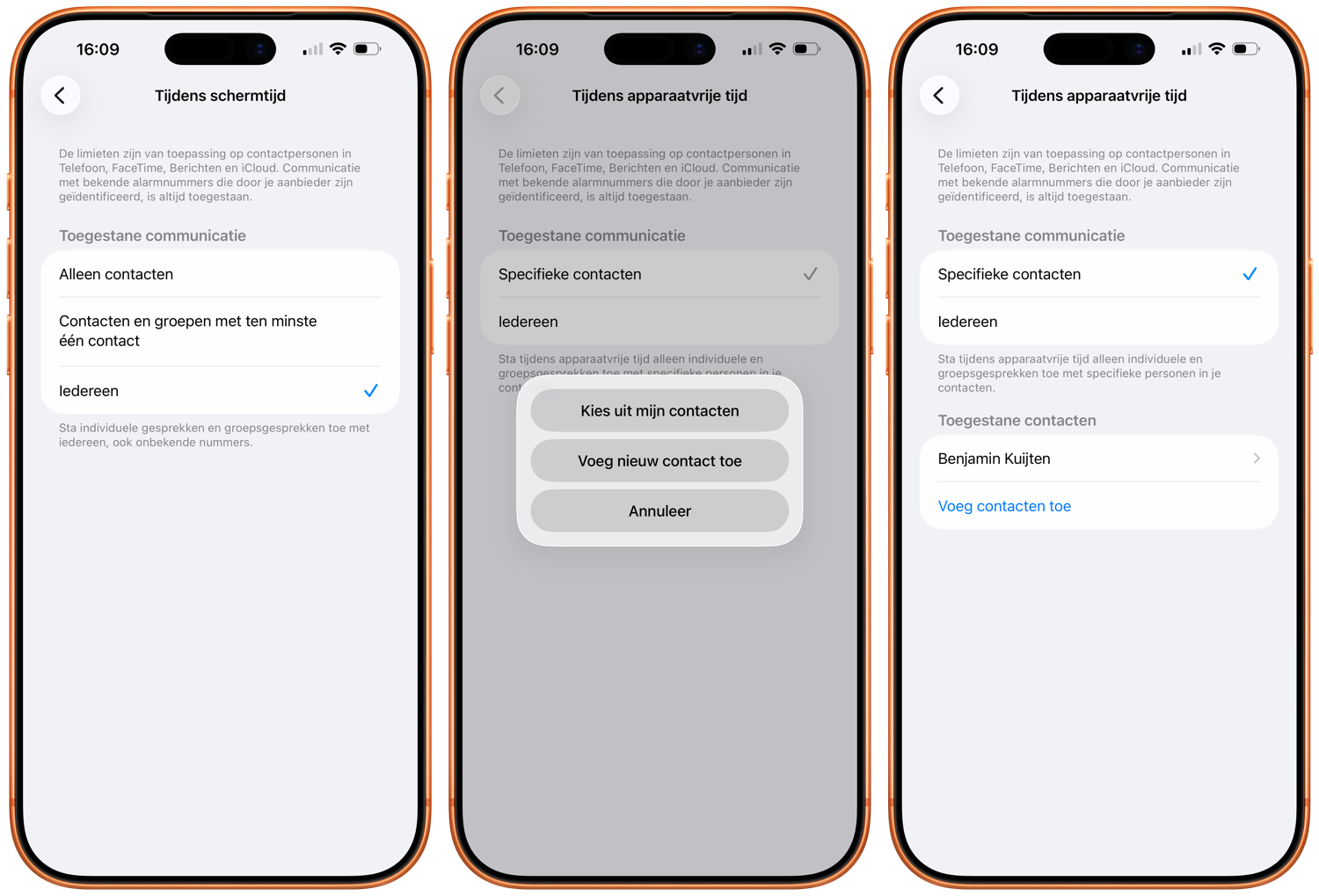 Communicatielimieten apparaatvrije tijd