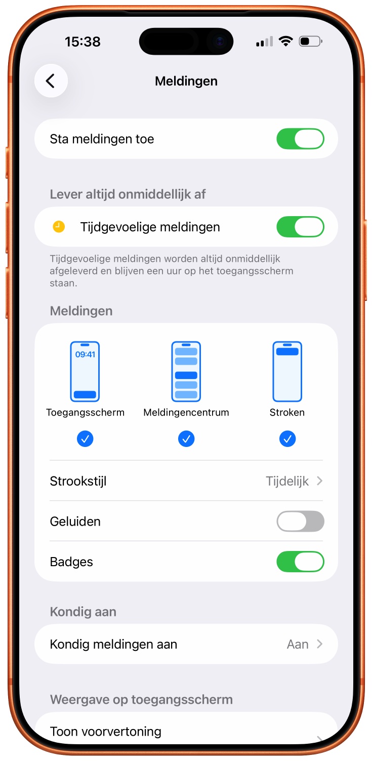Geluiden uitzetten meldingen