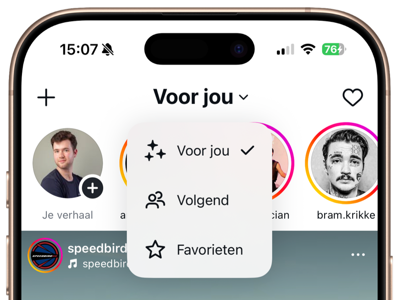 Instagram tijdlijn met alleen vrienden tonen