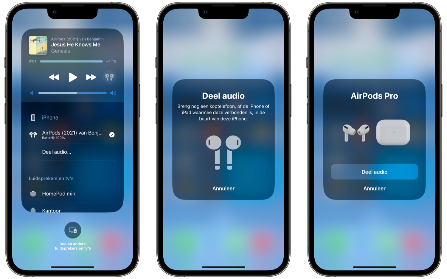 Audio delen op twee AirPods om samen te luisteren