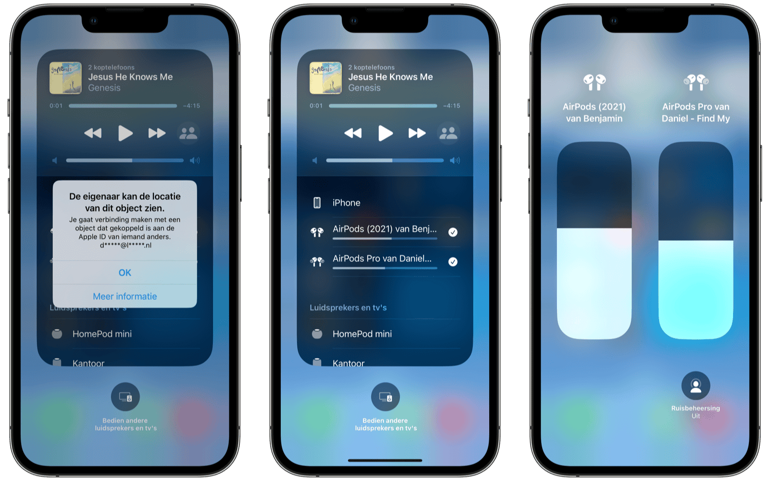 AirPods delen op iPhone en volume aanpassen