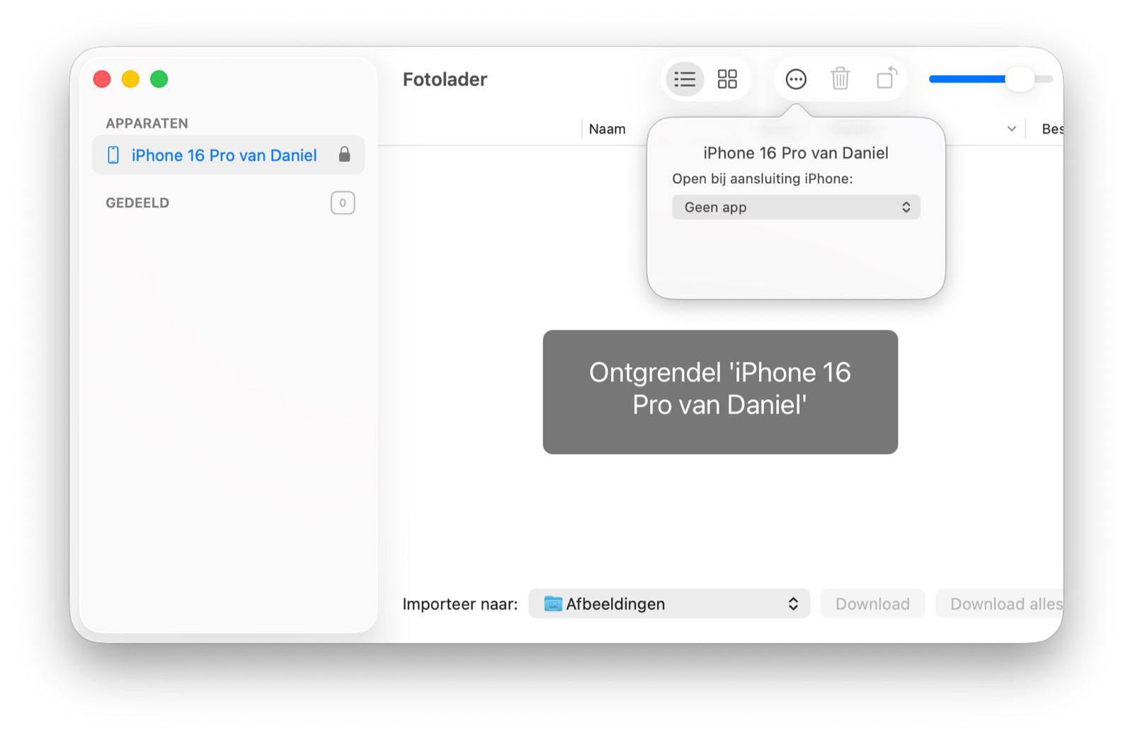 Fotolader-app niet openen bij aansluiten iPhone