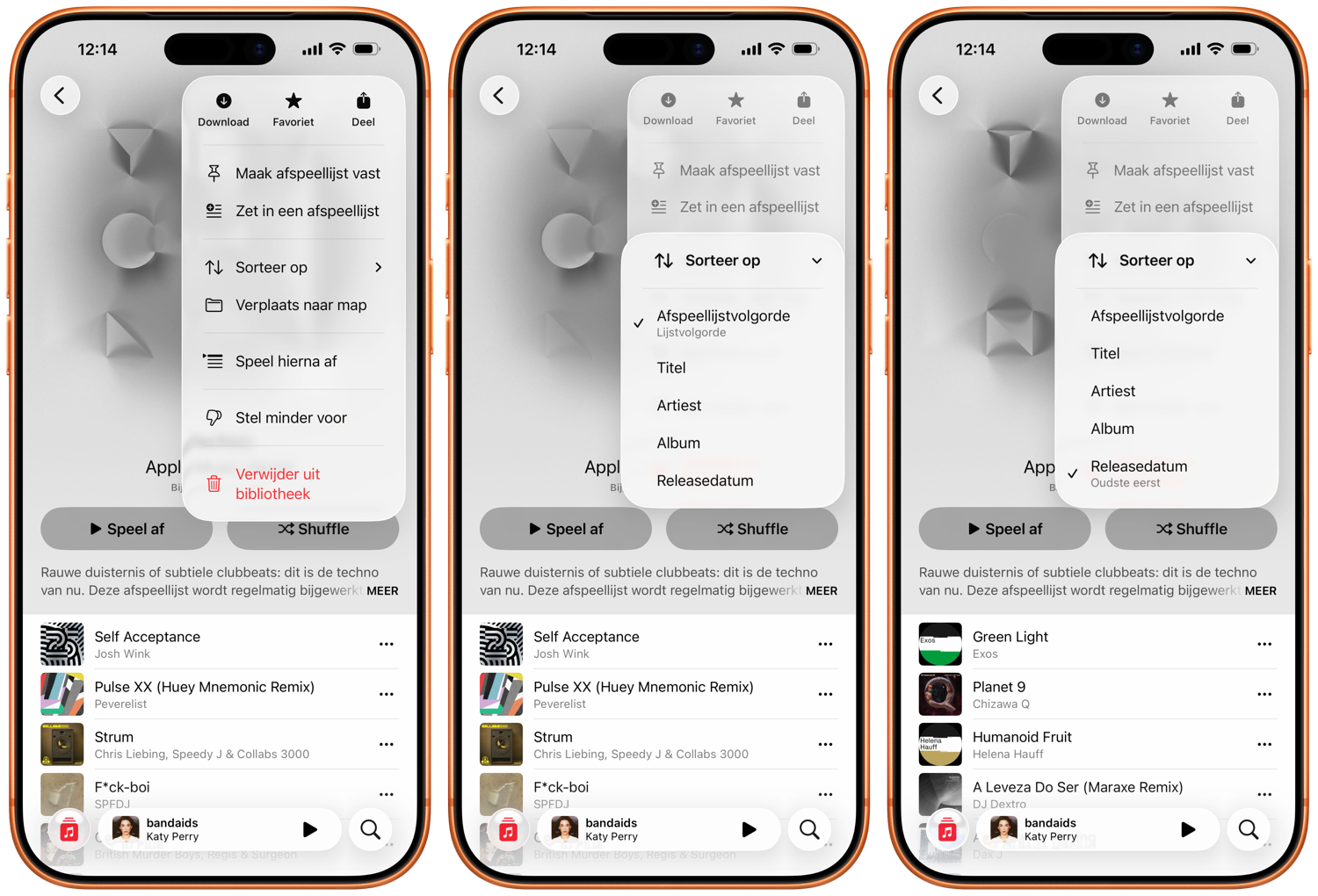 Afspeellijsten sorteren iOS 26