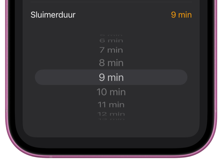 Sluimerduur instellen voor wekkers in iOS 26