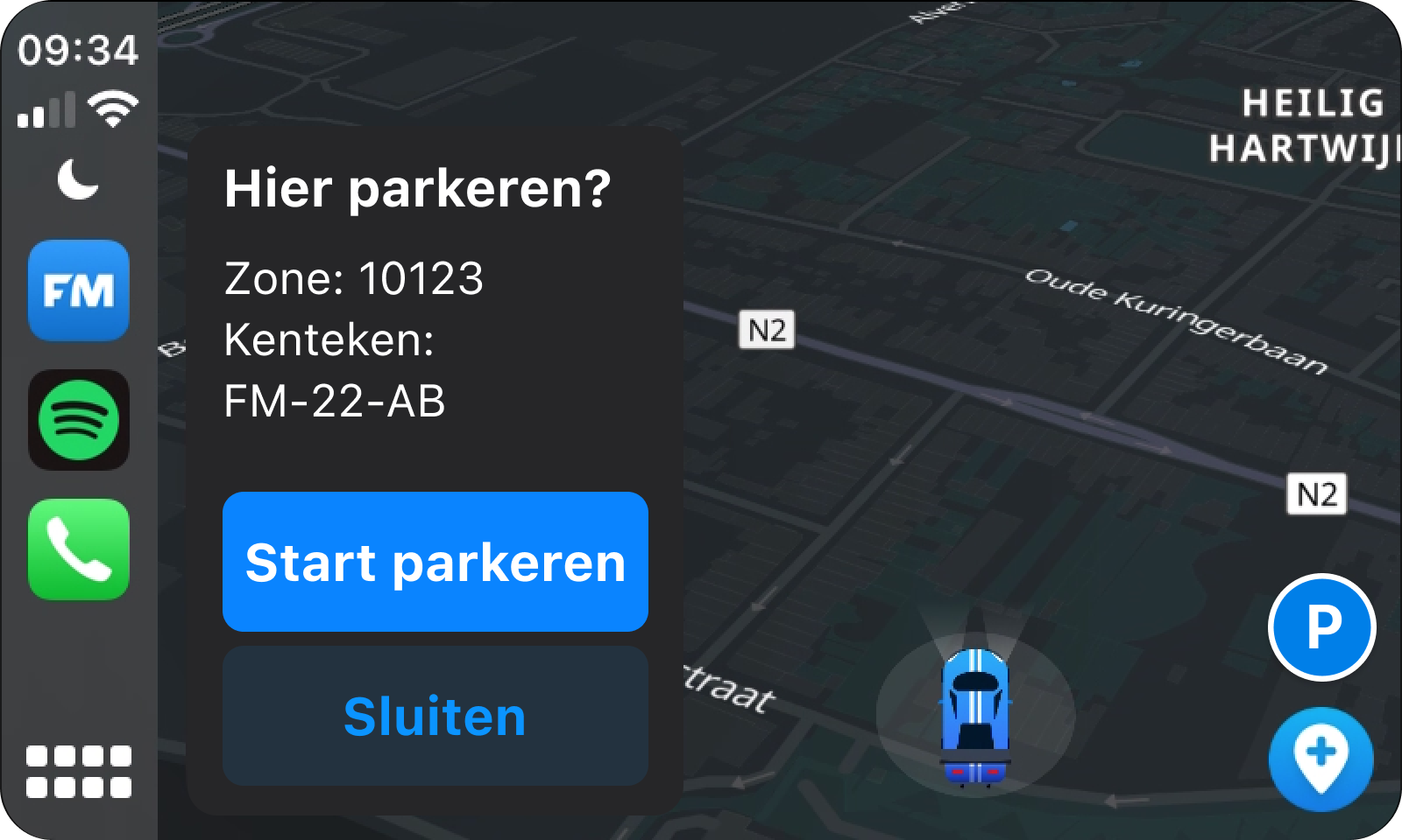 Parkeren via Flitsmeister in CarPlay