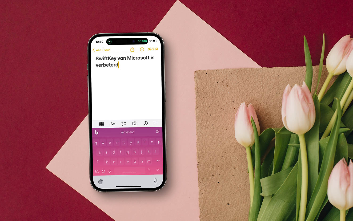 SwiftKey voor Microsoft met roze toetsenbord