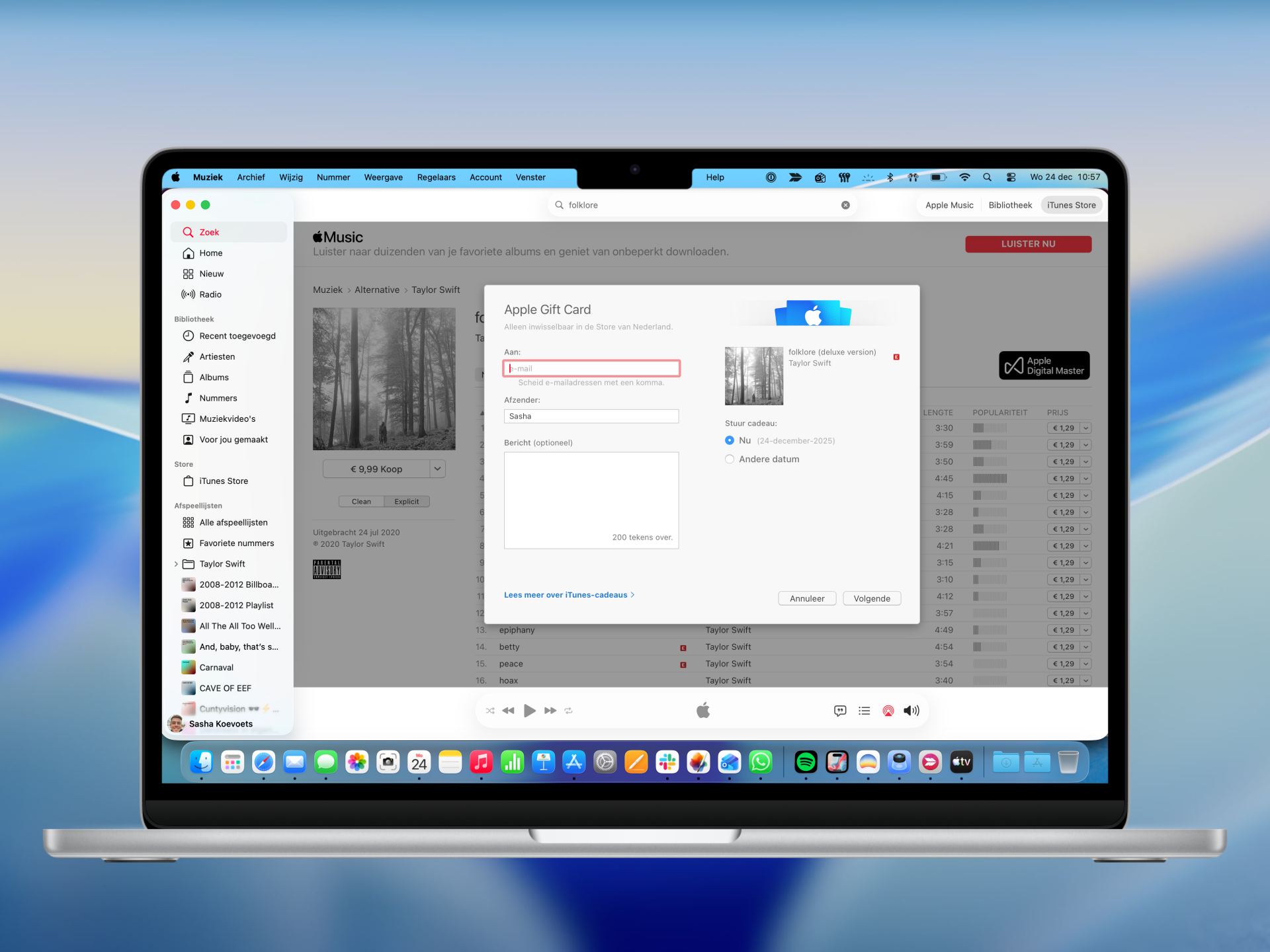 Album cadeau geven iTunes