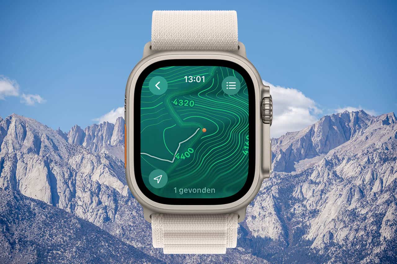Topografische kaart op Apple Watch in watchOS 10