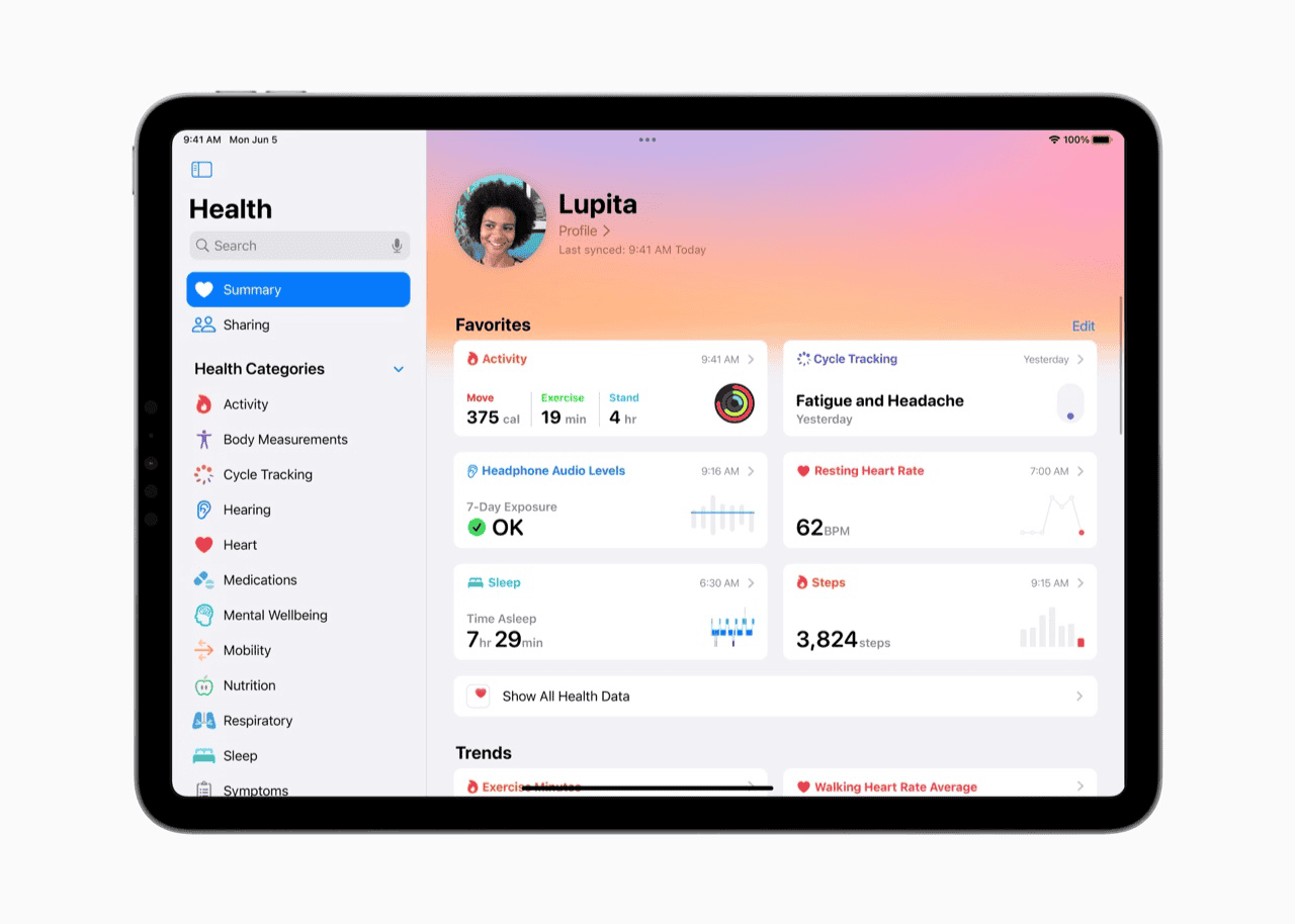 Gezondheid-app op iPad in iPadOS 17