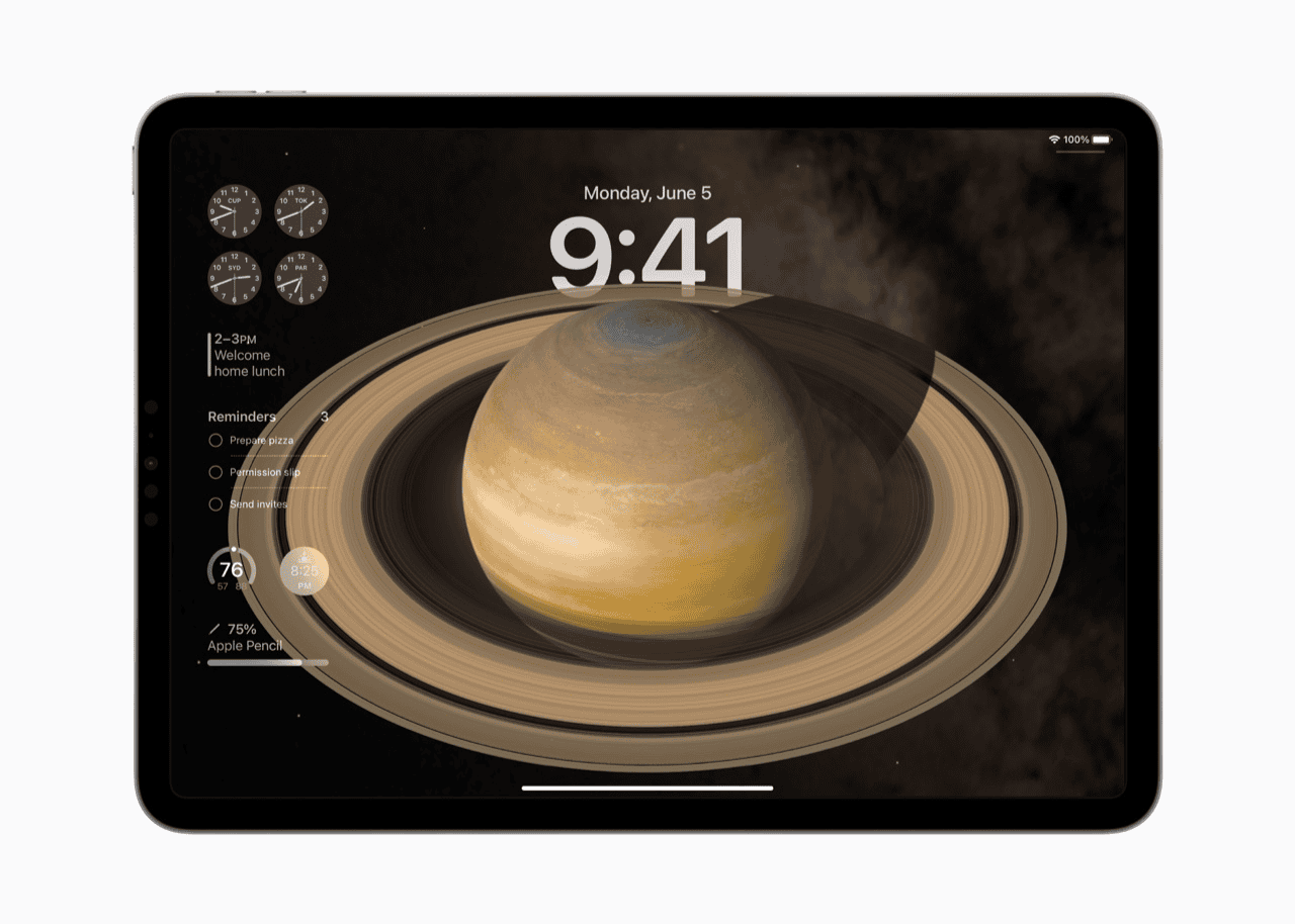 iPadOS 17 planeten op toeganggscherm