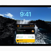 iPadOS 17 toegangsscherm met Live Activiteiten