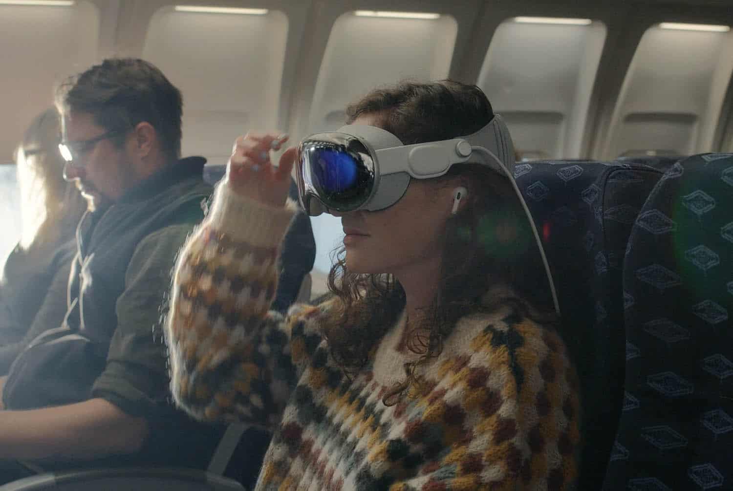 Vision Pro in vliegtuig