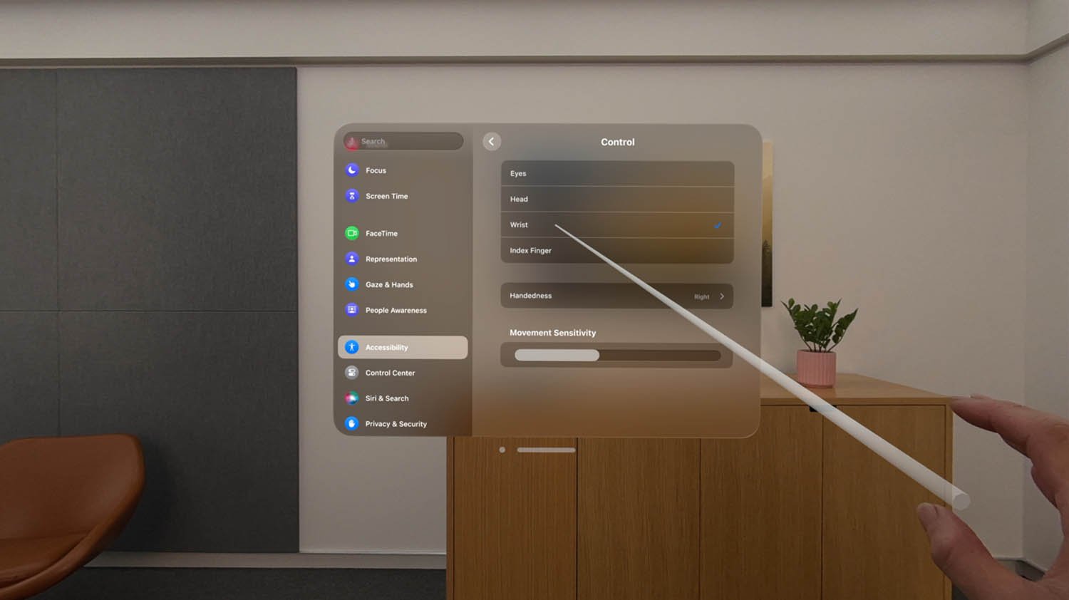 visionOS Pointer Control