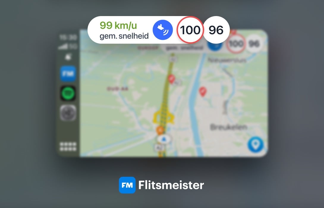 Flitsmeister trajectcontroles in CarPlay