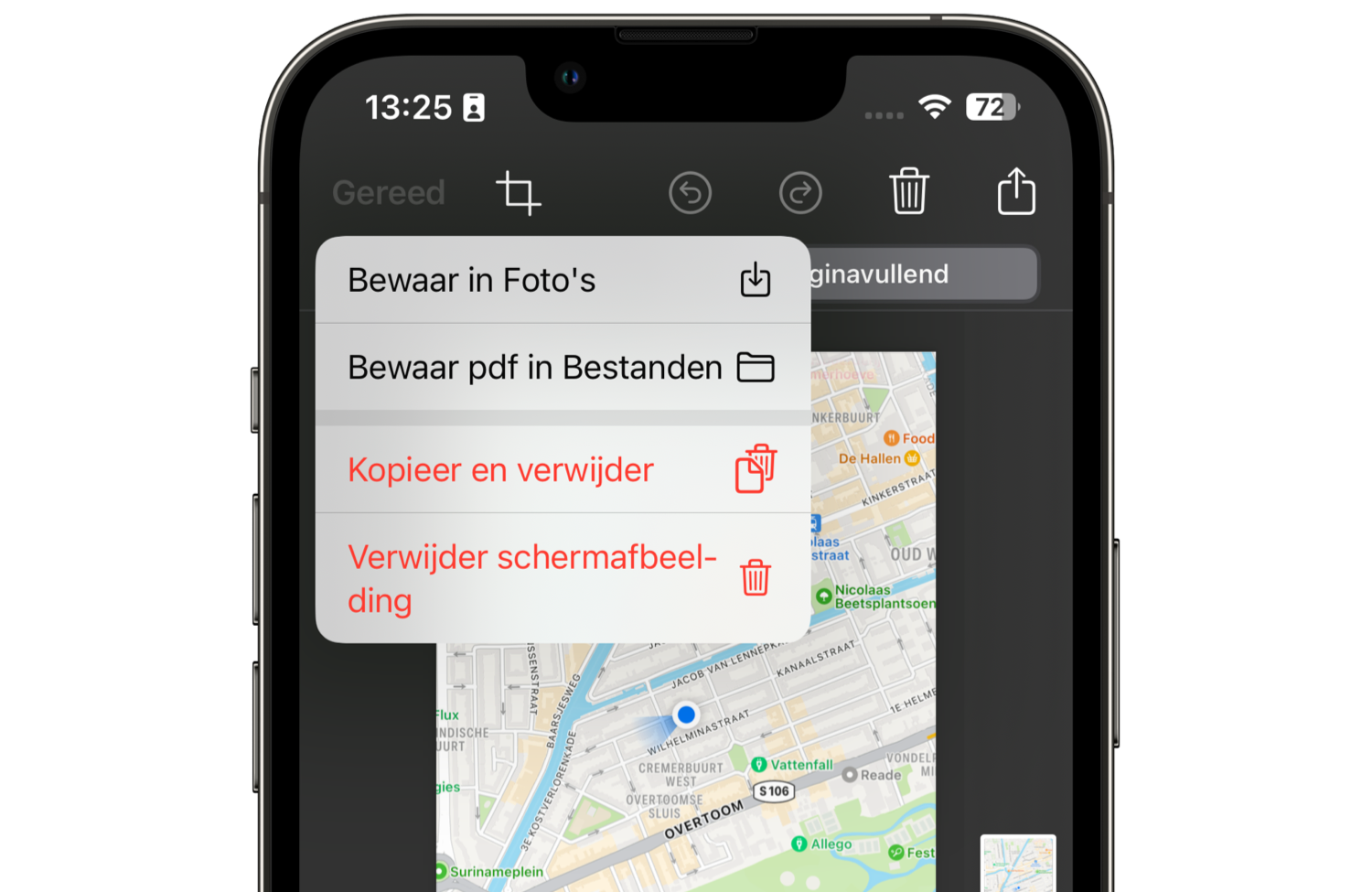 iPhone screenshot paginavullend opslaan in Foto's-app