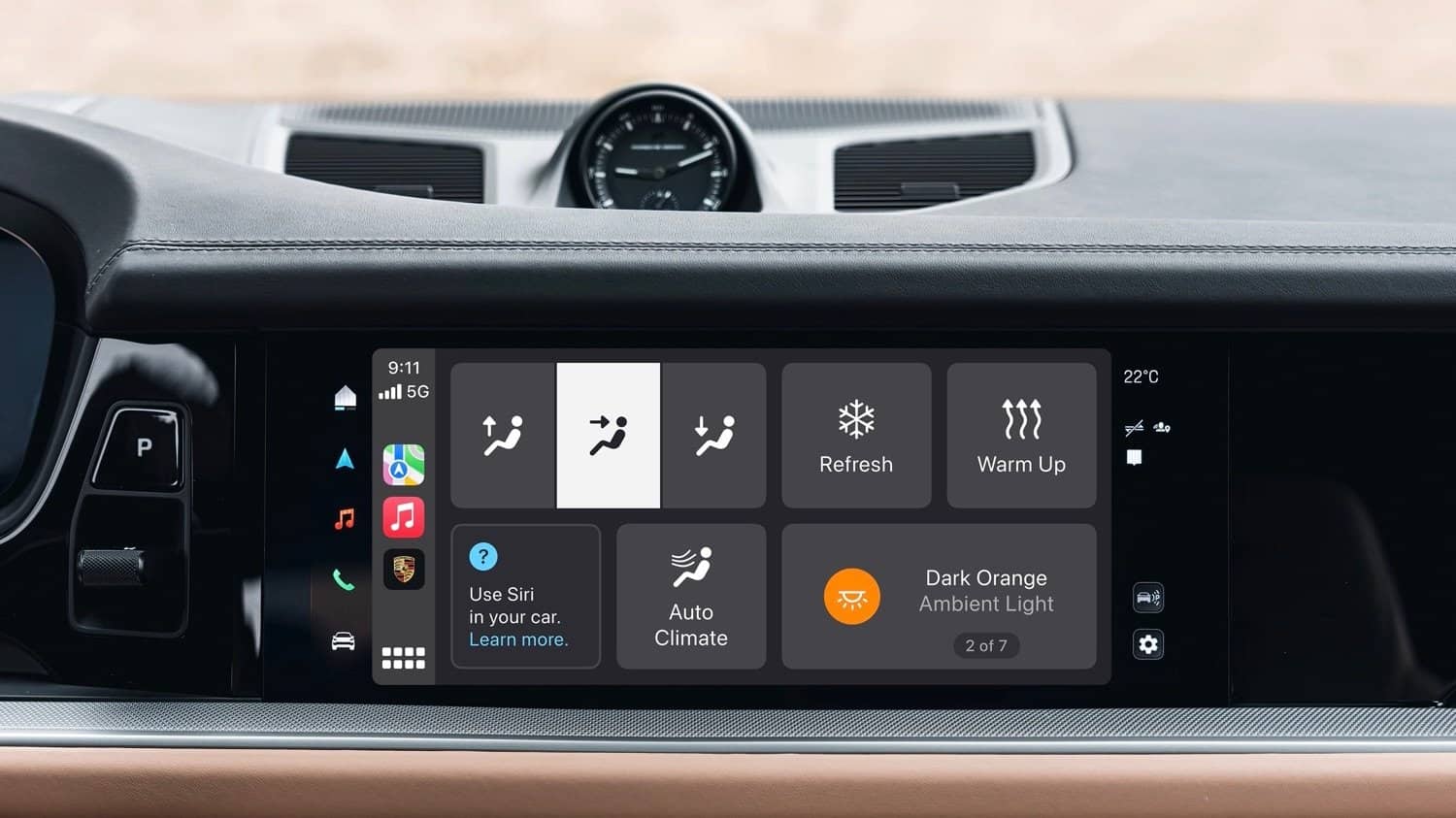 CarPlay in Porsche voor bediening verwarming, airco en meer