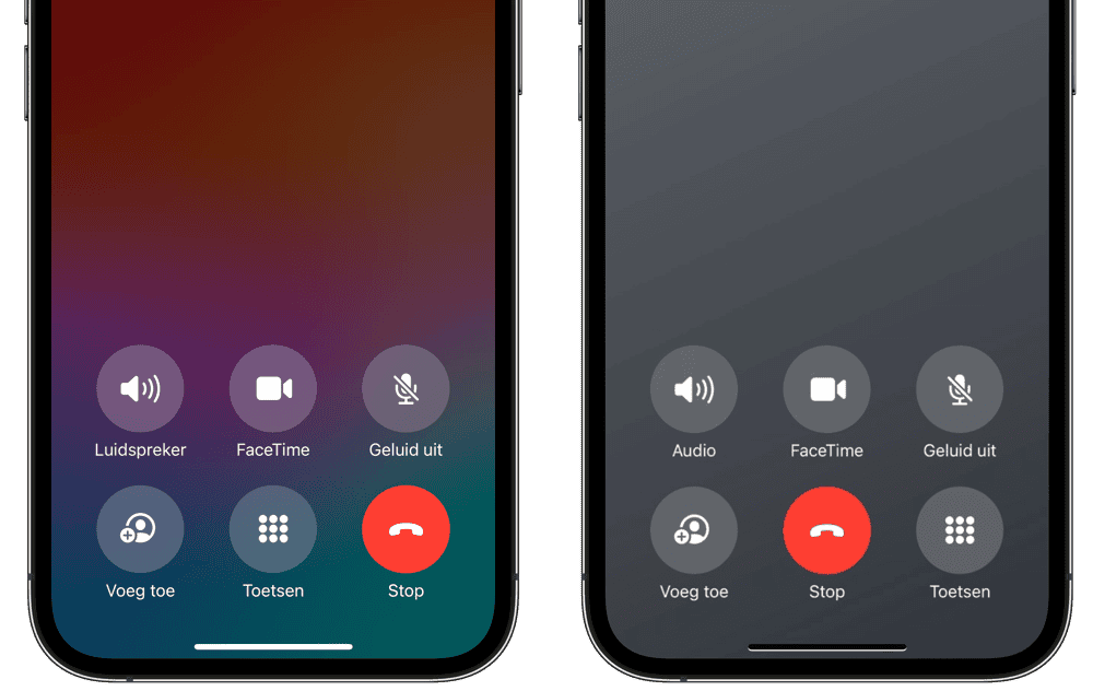 Rode knop om telefoongesprek op te hangen in iOS 17