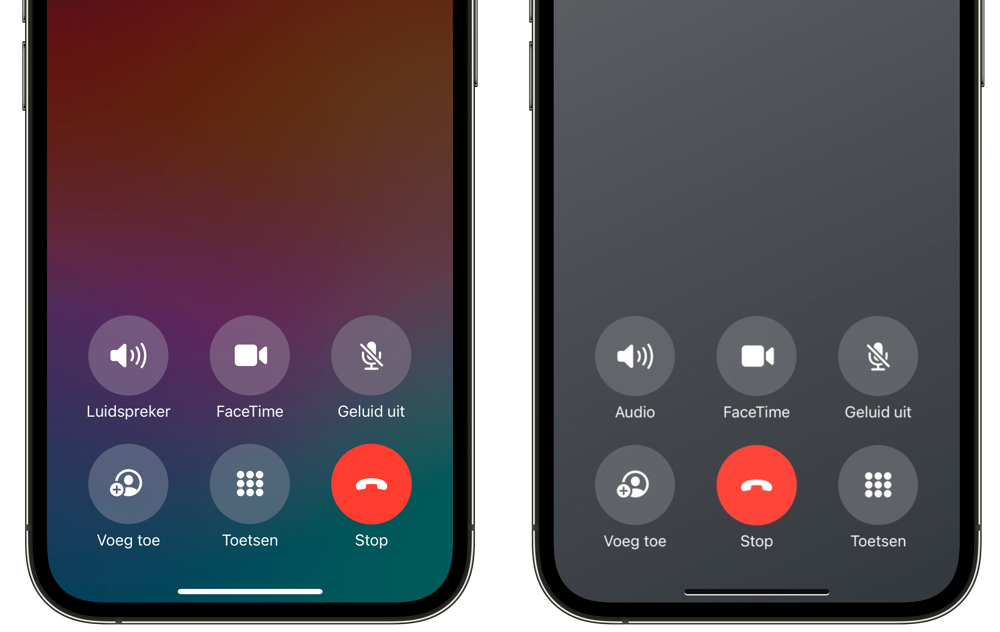 Rode knop om telefoongesprek op te hangen in iOS 17