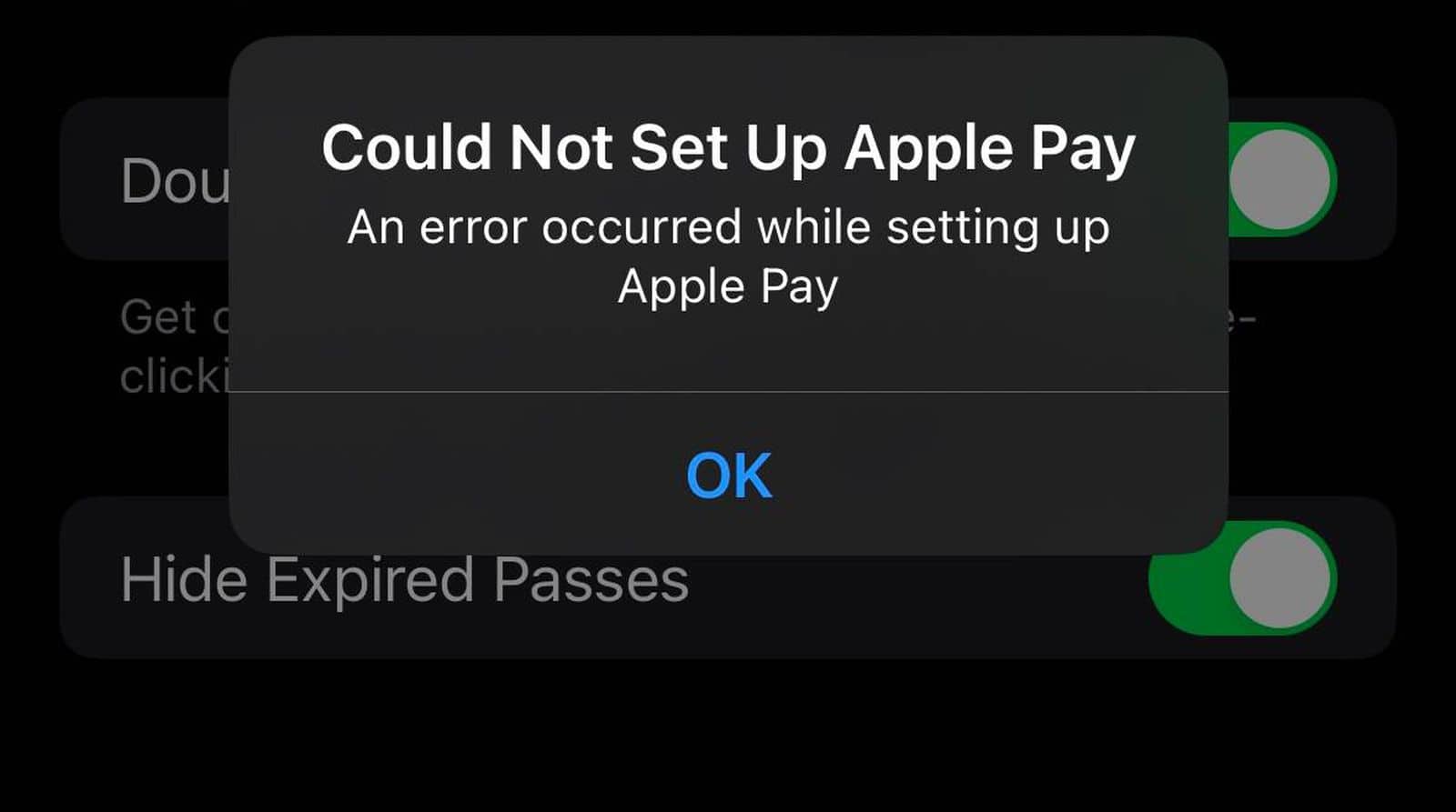 Foutmelding Apple Pay