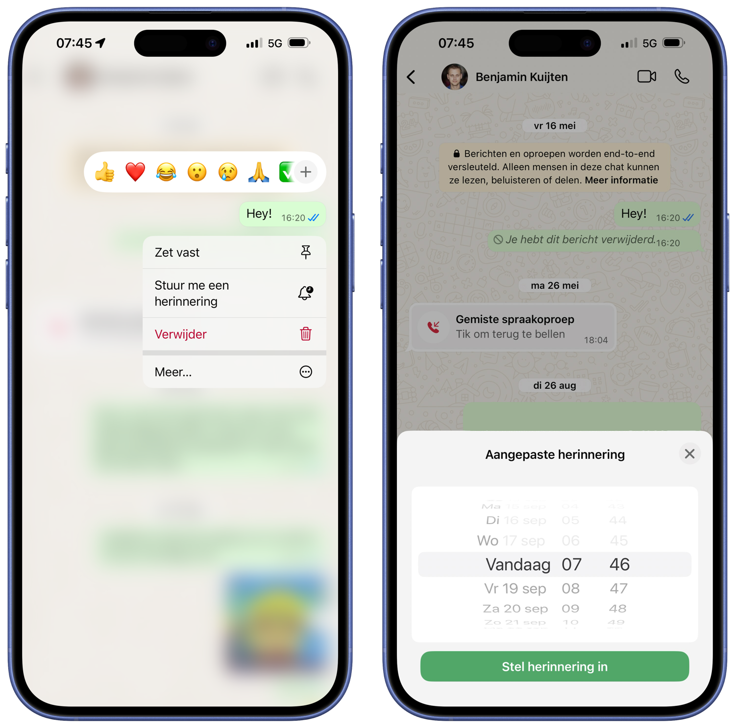berichtherinnering whatsapp