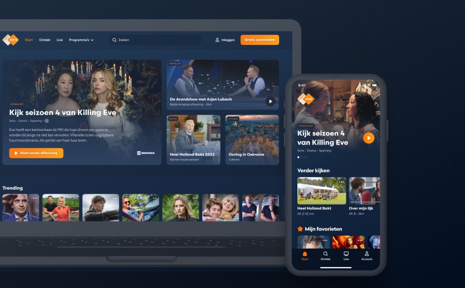 NPO Start-app en site met nieuw design voor 2023