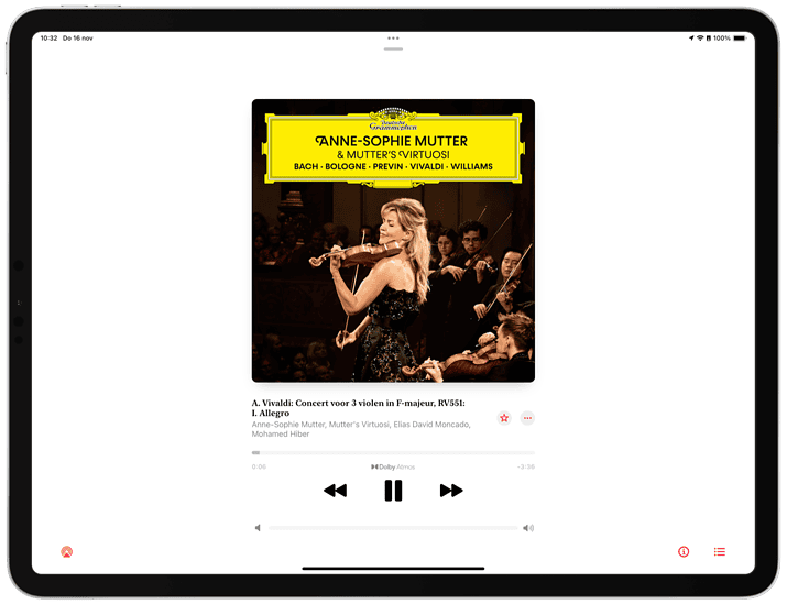 Speler in Apple Music Classical op iPad