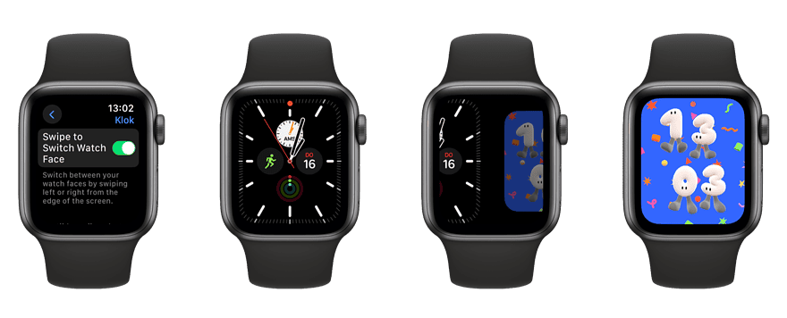 Apple Watch met watchOS 10.2: instelling voor wisselen wijzerplaat door te vegen