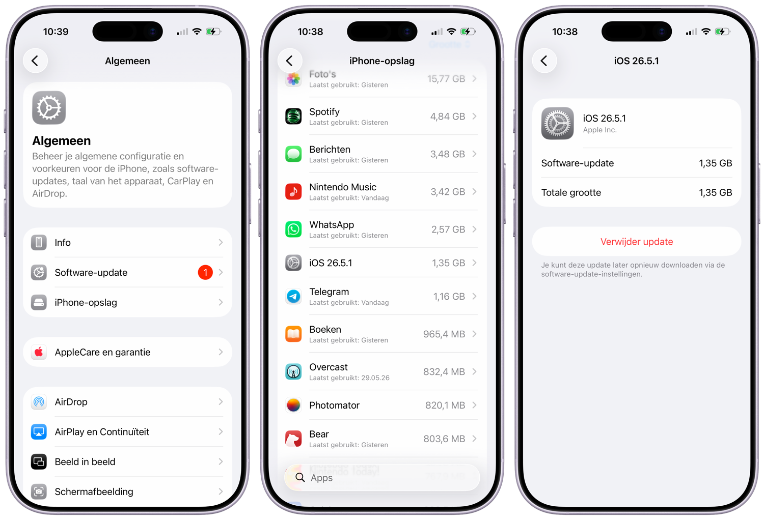 iPhone-update verwijderne