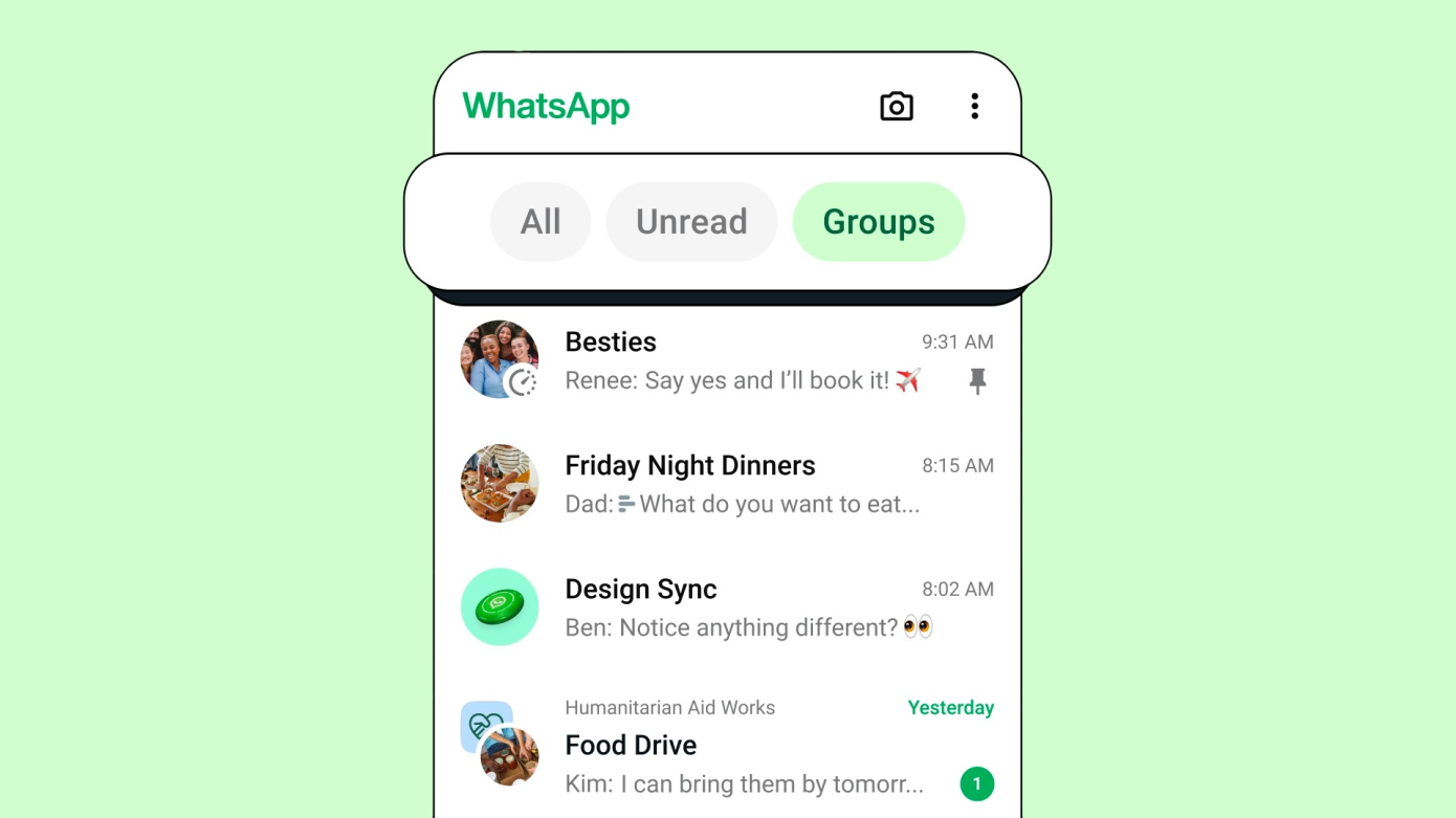 WhatsApp chat filters: release in de app