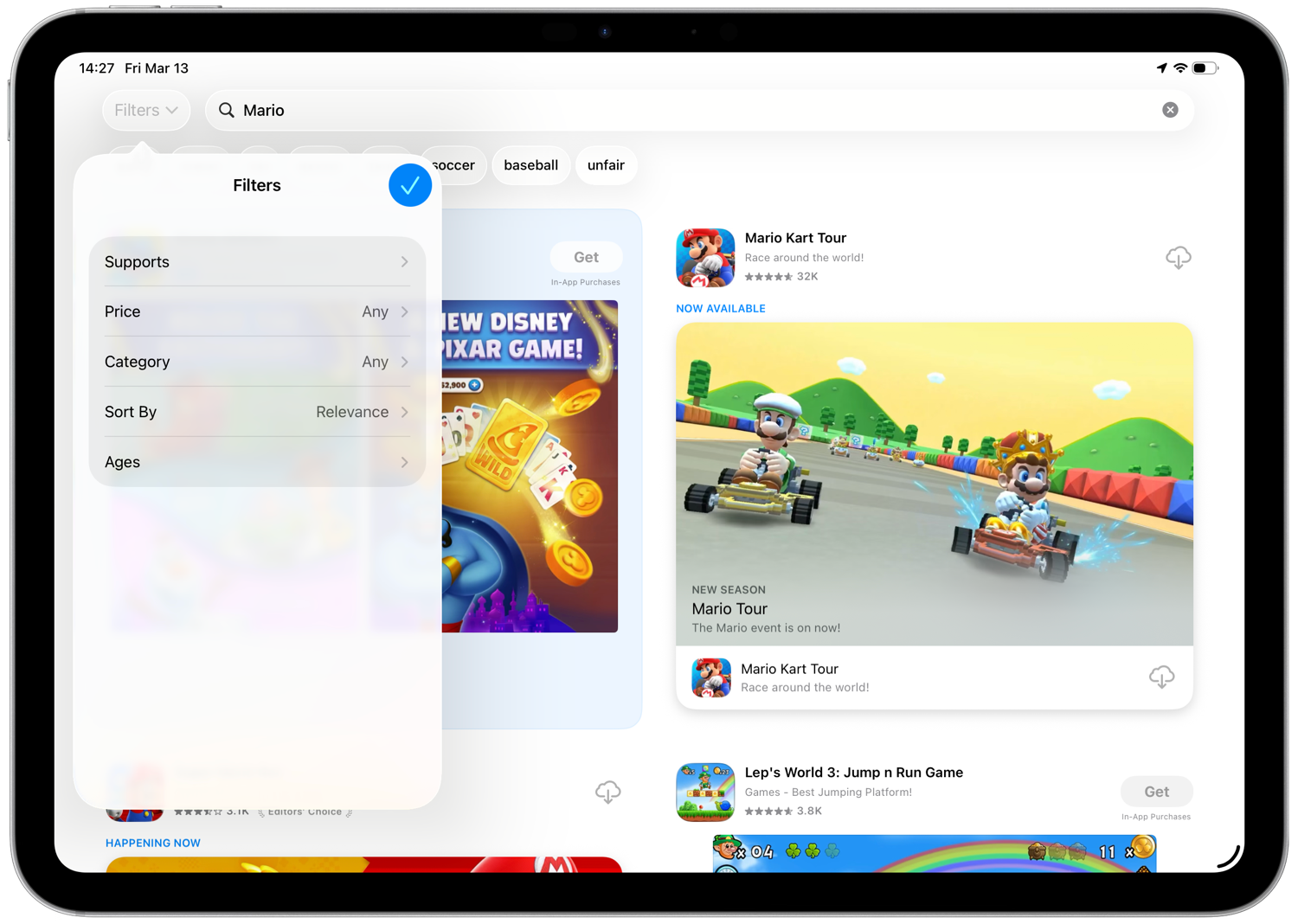 Filter in App Store op de iPad
