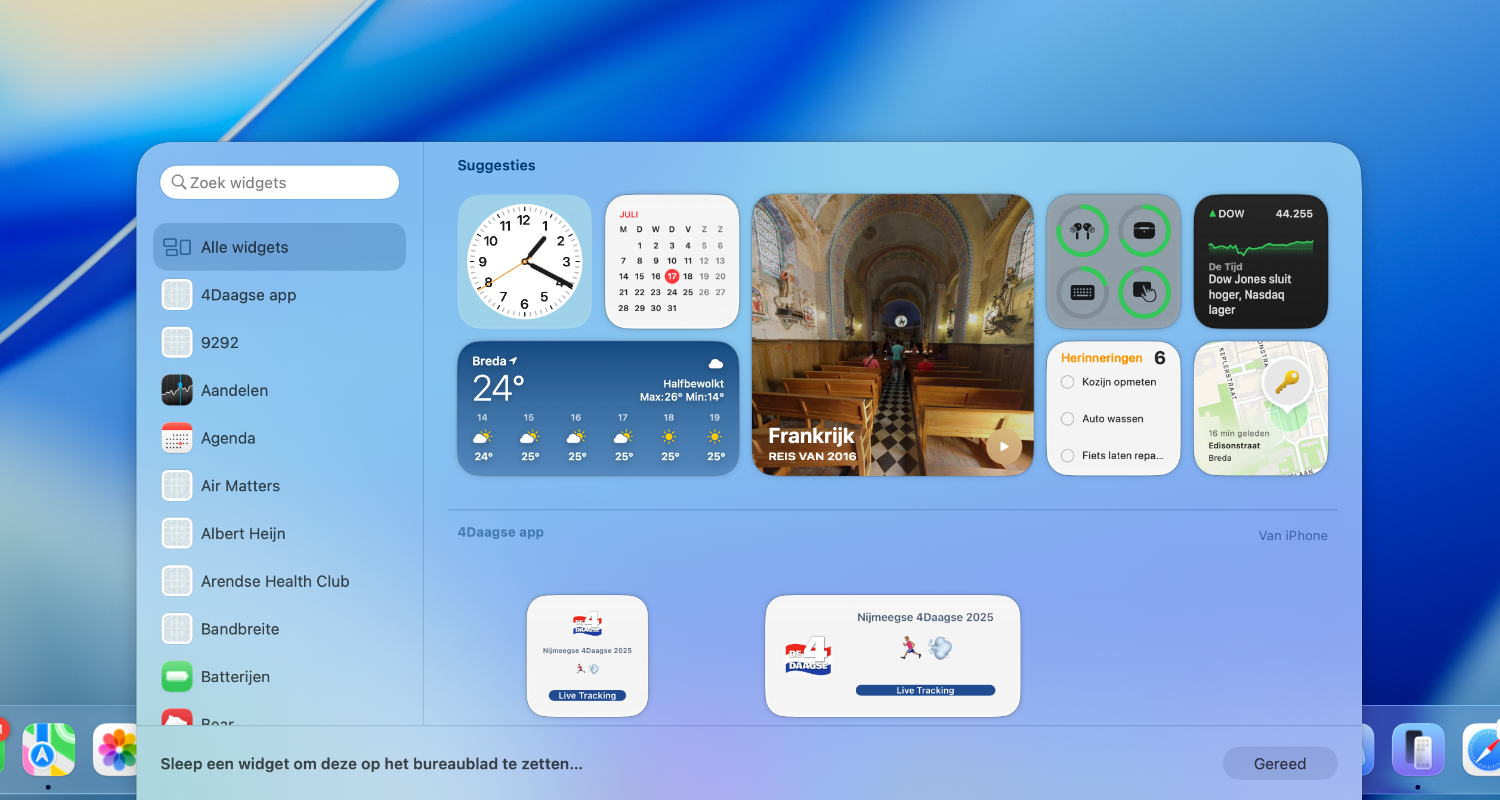 Wijzig Widgets macOS Tahoe