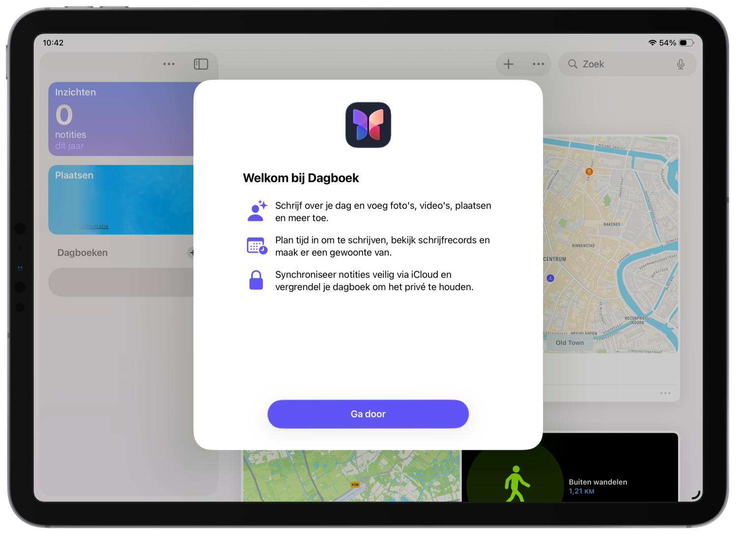 Dagboek-app op iPad